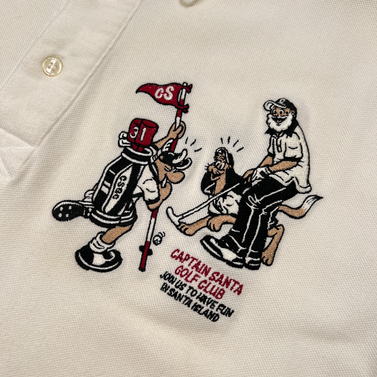 CAPTAIN SANTA キャプテンサンタ SPORTS 刺繍入り 鹿の子 BD 半袖 ポロシャツ サイズ M /アイボリーホワイト系/ジョイマークデザイン
