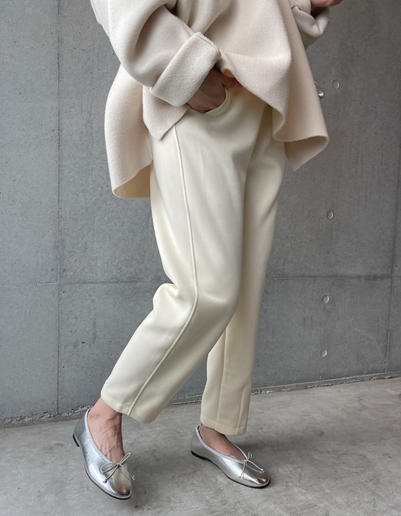 【訳あり】裏起毛ver.Pin-tuck Jogger Pant_Black・Large