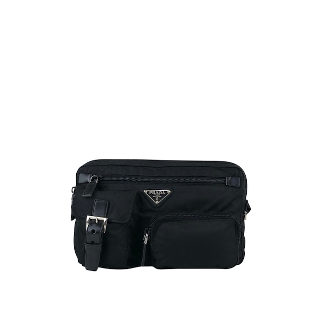 PRADA プラダ ショルダーバッグ ブラック トライアングルロゴ ナイロン スリングバッグ vintage ヴィンテージ オールド 883pem