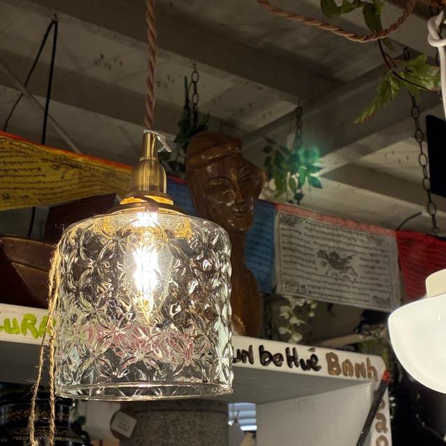 Brass socket glass shade pendant lamp Flower ブラスソケットガラス