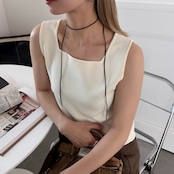 simple suede long choker/brown