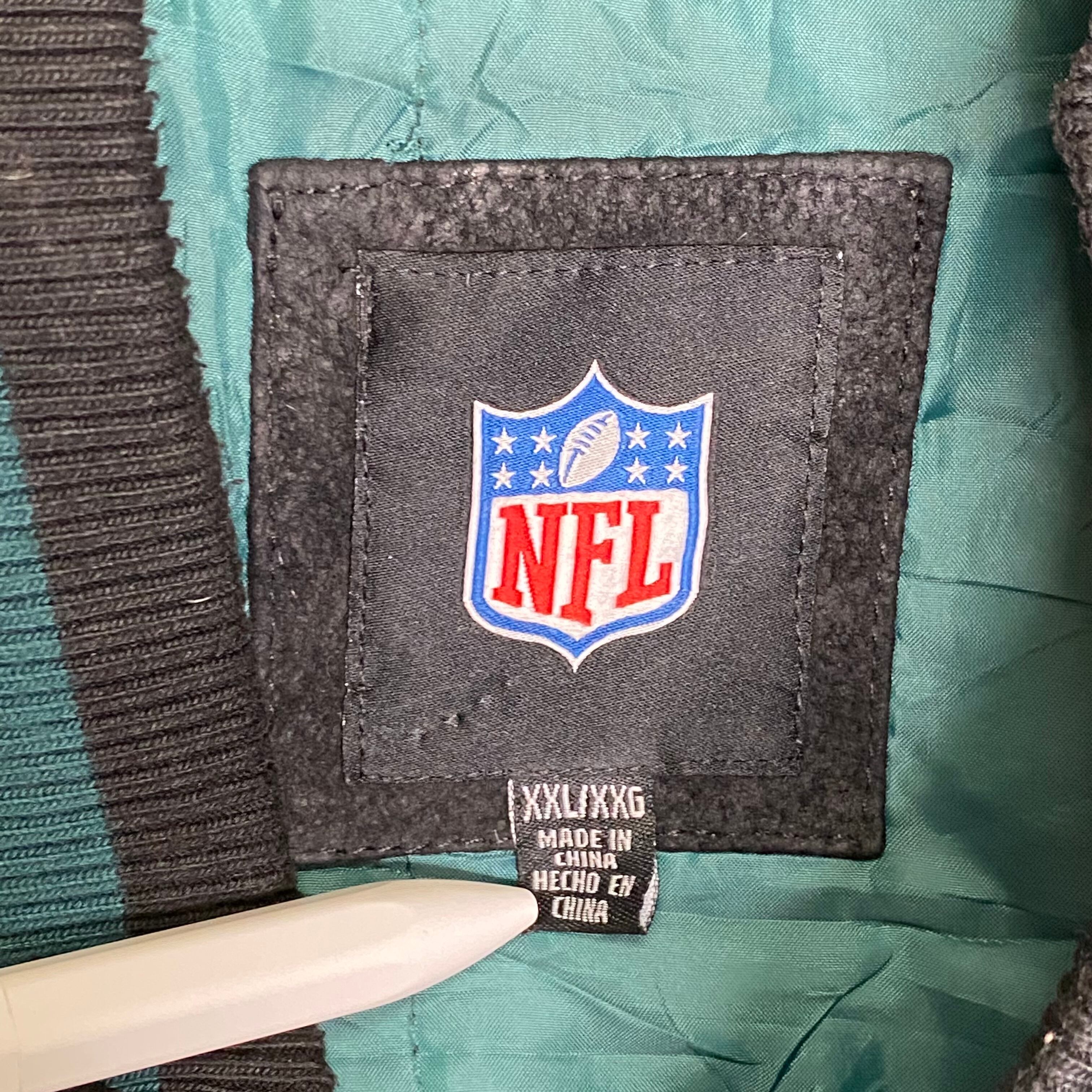 超希少】 NFL スタジャン 2XL スエード スウェード ワッペン 刺繍 状態 