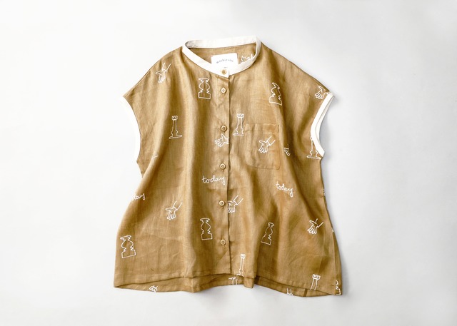 〈 michirico 26SS 〉 My favorite day collarless shirts / カーキ / KIDS