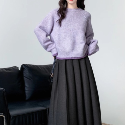 縁リブニットトップス ・9453