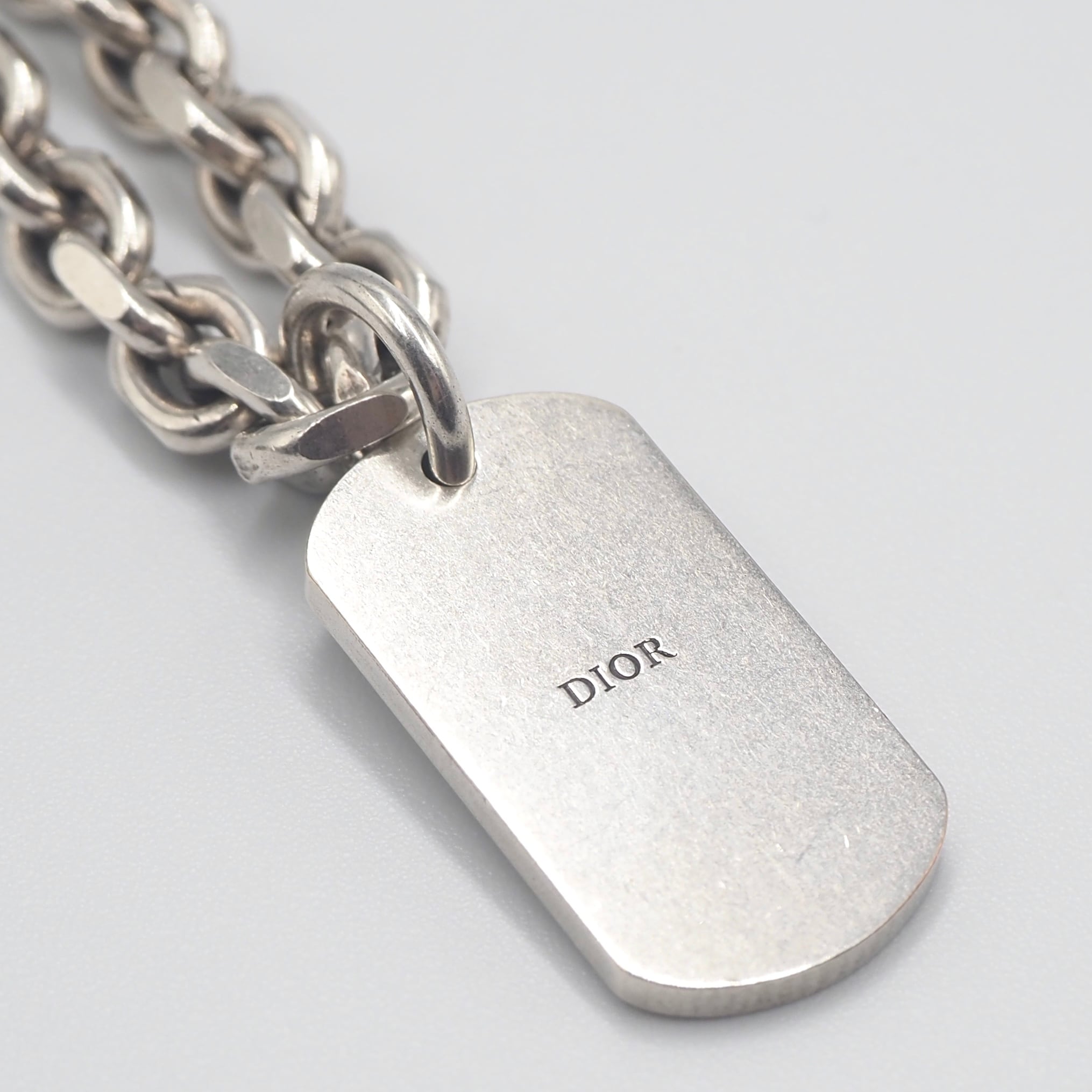 DIOR CDダイヤモンド プレート ネックレス シルバー ディオール