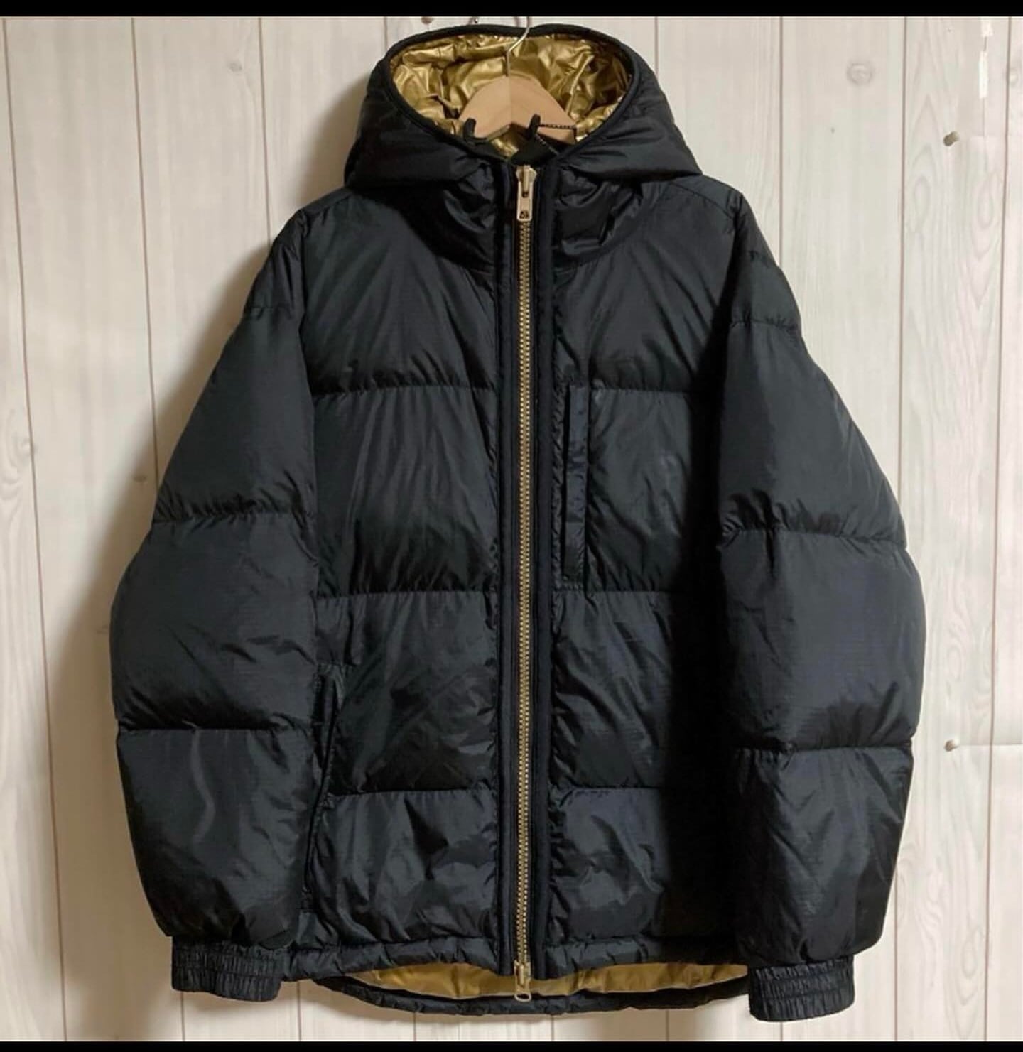MASTERPIECEゴールドダウンジャケット黒Lフードパーカー