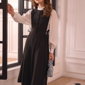 Black French Pleated Dress