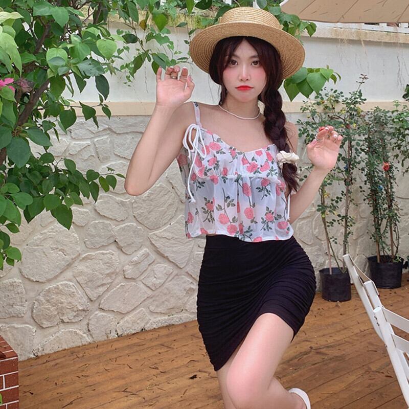 フローラルノースリーブショートTシャツ 大人ガーリー スウィート キュート カジュアル サマー 夏物 花柄 ピュア ガールズファッション97816452630