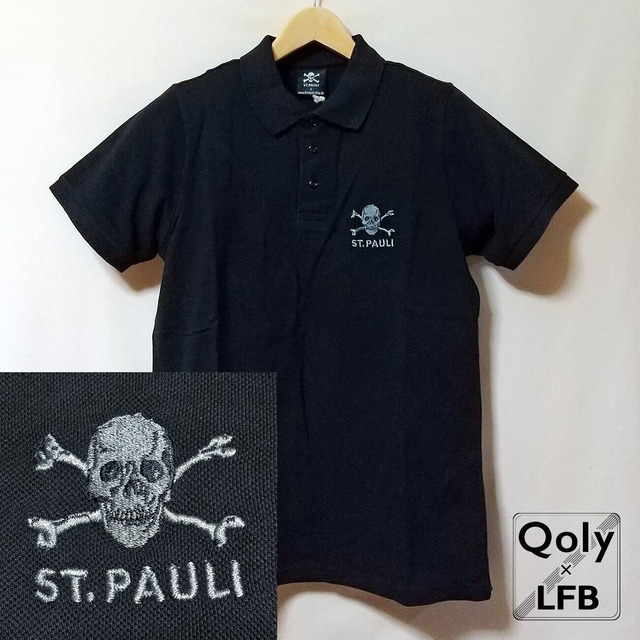ザンクトパウリ クラブ公式 半袖ポロシャツ Totenkopf ドクロ ブラック Qoly Lfb Vintage