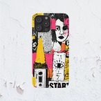 受注生産 iPhoneケース 女性の顔と星のZINEコラージュ｜人物コラージュ ZINE031C