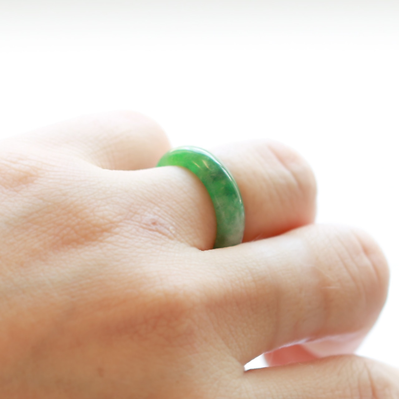 【10号 】 翡翠 くり抜き甲丸リング A貨翡翠 jd_rg1962