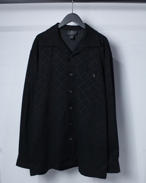 【Caka BLACK】Monogram Pattern Loose Open Collar Shirt