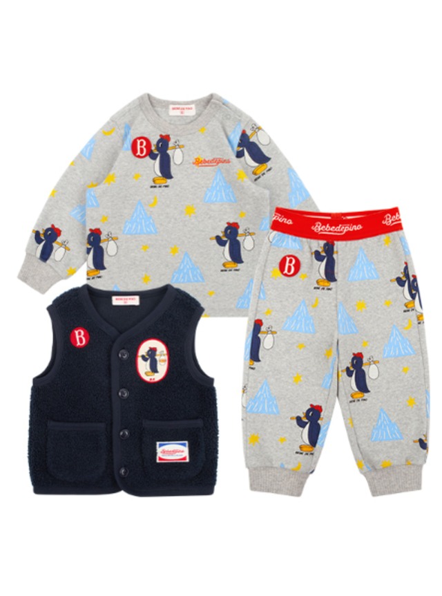 [BEBE DE PINO] All over penguin baby loungewear set 正規品 韓国ブランド 韓国ファッション 韓国代行 韓国通販 ベベドピノ bebedepino 日本 店舗 韓国 子供服