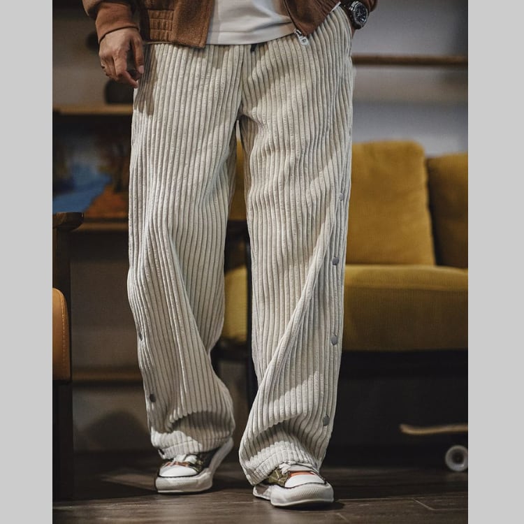 コーデュロイ サイドボタン ワイドパンツ G00050