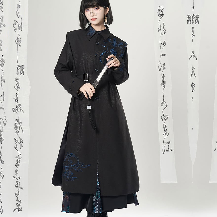 中華ゴシック ロングコート 刺繍 ユニセックス 卿棠 | ゴスロリ