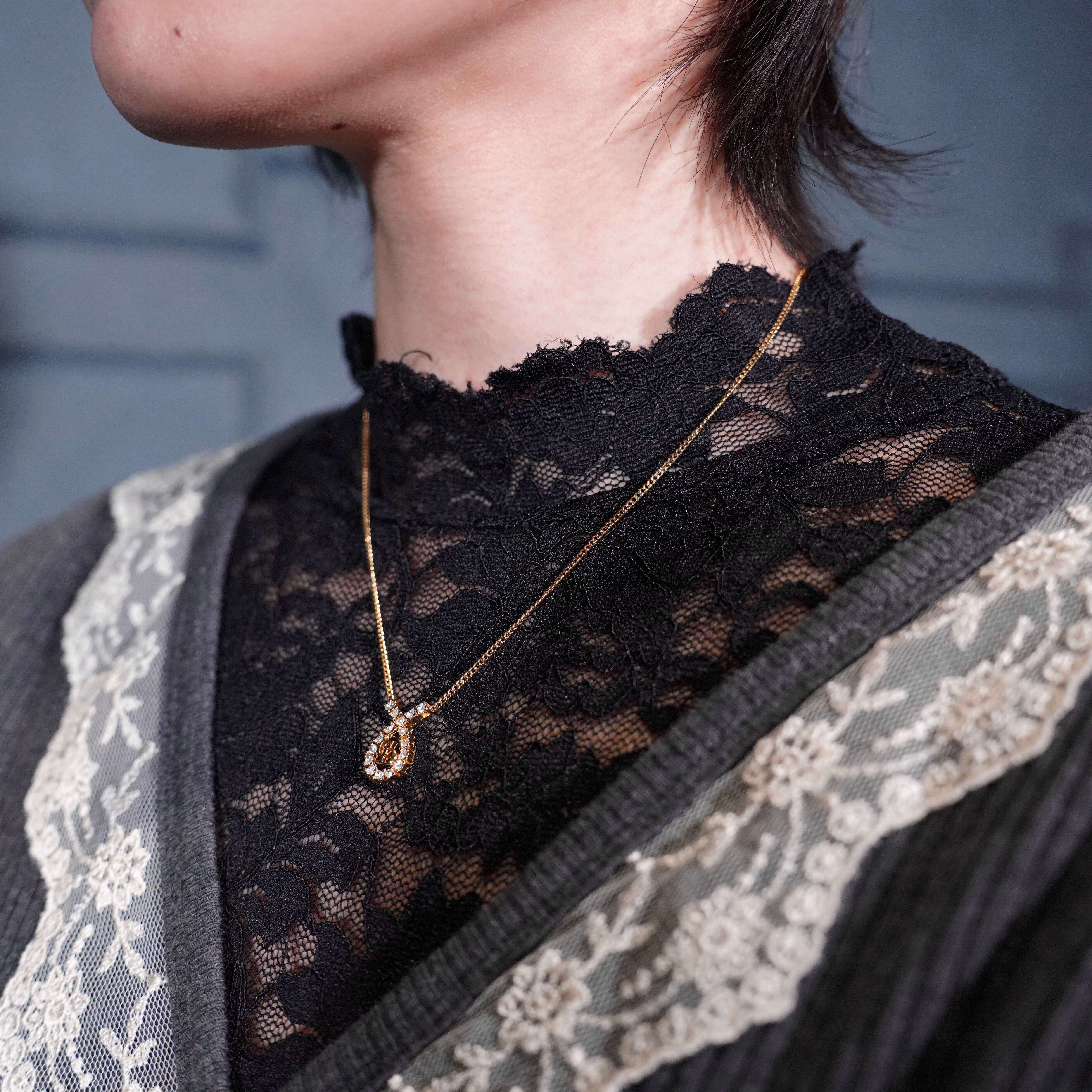 Christian Dior CLEAR STONE LOGO DESIGN GOLD CHAIN NECKLACE