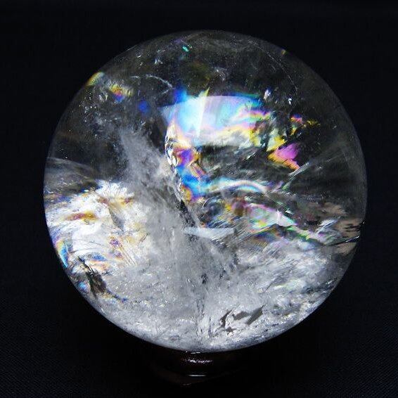 水晶 丸玉 虹入り 59mm スフィア 置物 水晶玉 一点物 151-8824