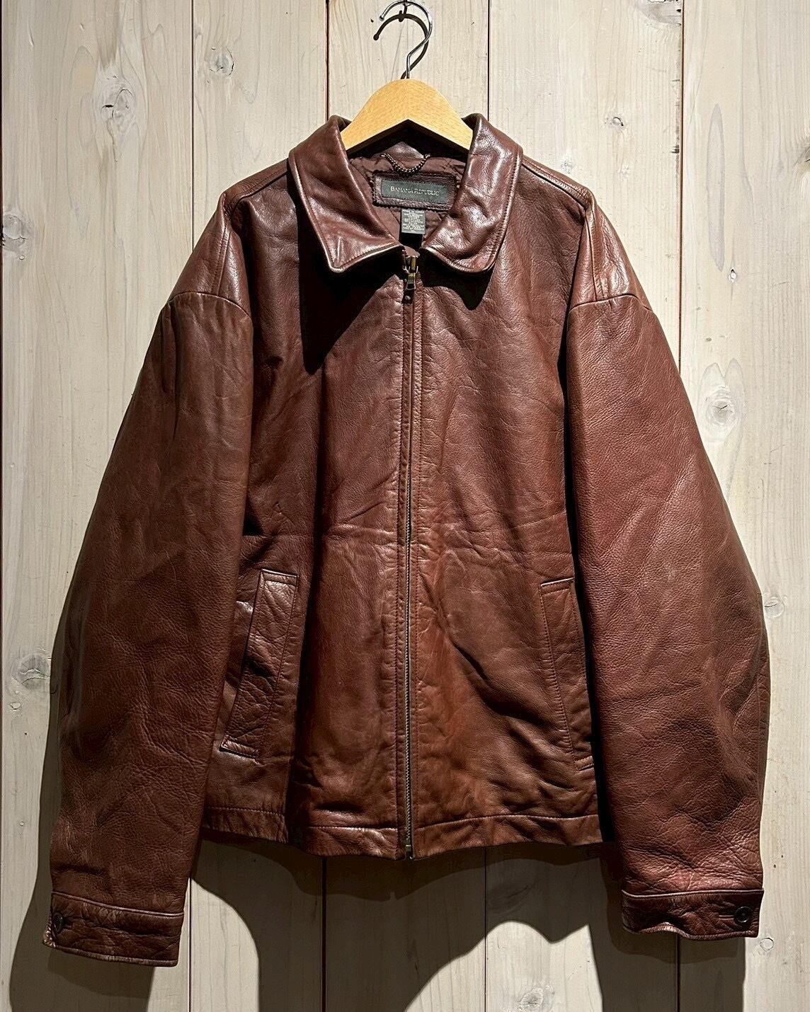 a.k.a.C.a.k.a vintage】“BANANA REPUBLIC” Loose Zip Up Leather