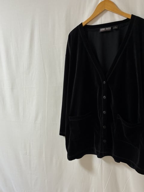 1990's Seam Design Drop Shoulder Velour Cardigan
