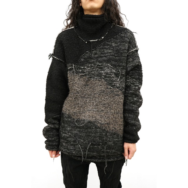 [The Viridi-anne] (ザヴィリディアン) VI-3652-07 REVERSIBLE GRUNGE SWEATER (BLACK)