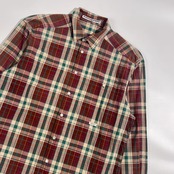 Mademoiselle NON NON マドモアゼルノンノン チェック 長袖 シャツ M /ボルドー グリーン系 レディース
