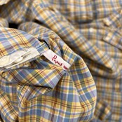 Papas パパス チェック BD ボタンダウン 長袖シャツ L/イエロー×ブルー 系 メンズ