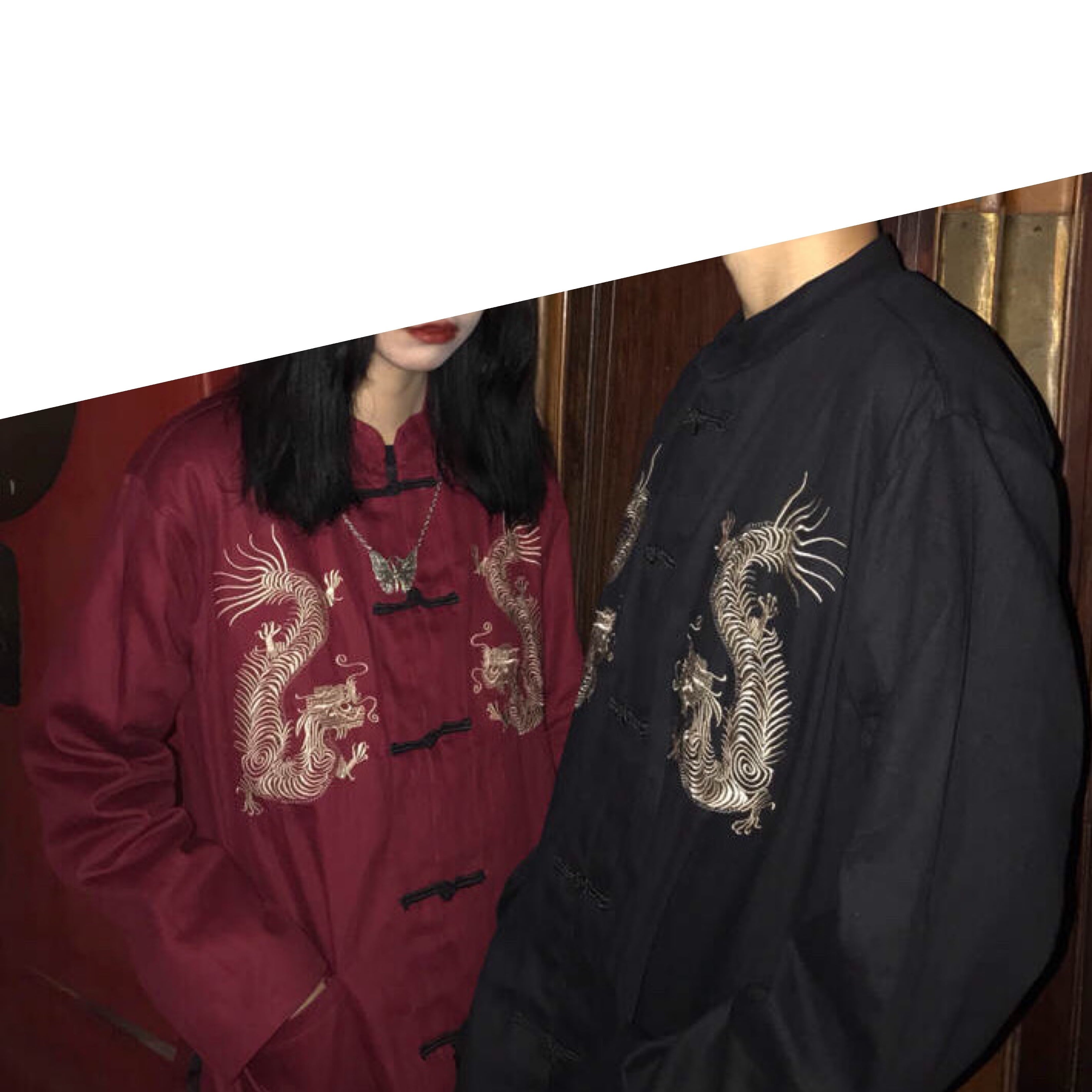 金龍刺繍 黒 】golden dragon embroidery design long sleeve black ...