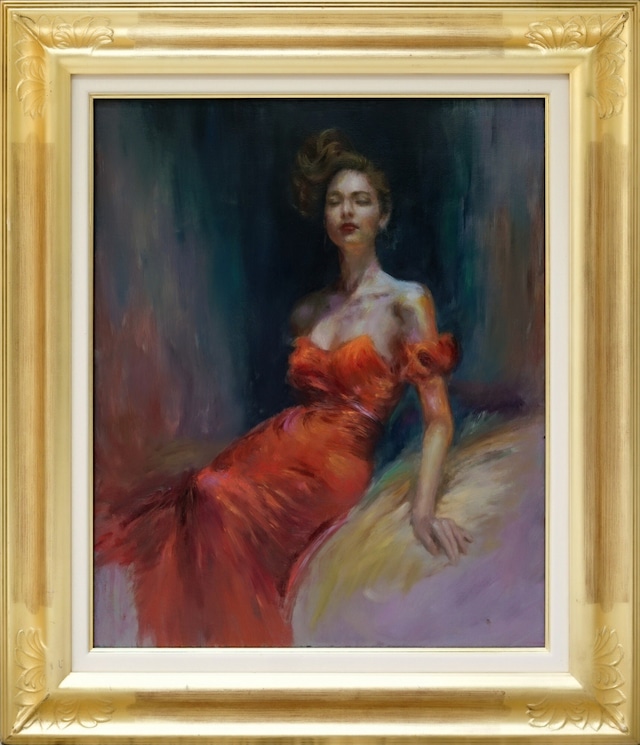 昭和レトロ 油絵 油彩画 絵画 人物画 女性画 アート 作品 美術 額装 額入り