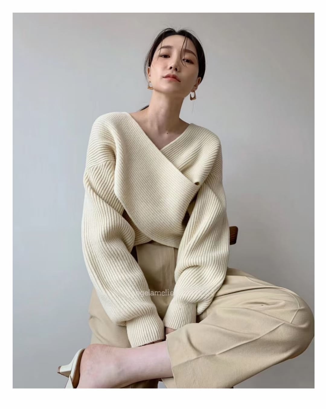 フロントクロスデザイン ニットプルオーバー　AJ1079-D03