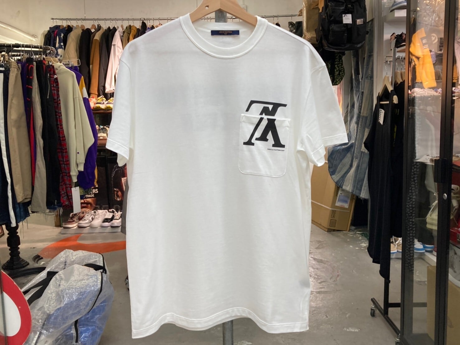 Louis Vuitton White Upside Down Logo Pocket T-Shirt