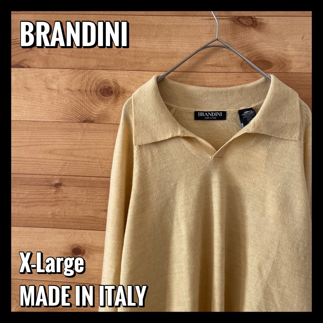 BRANDINI】イタリア製 薄手 デザインニット 未使用品 タグ付き X-Large ...