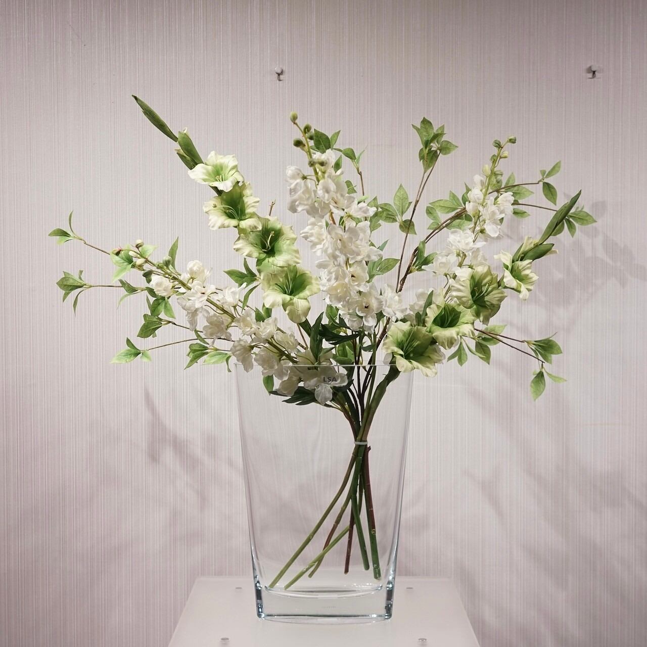 中古】LSA フラワーベース 造花付き ハンドメイド 花瓶 FLORIANベース