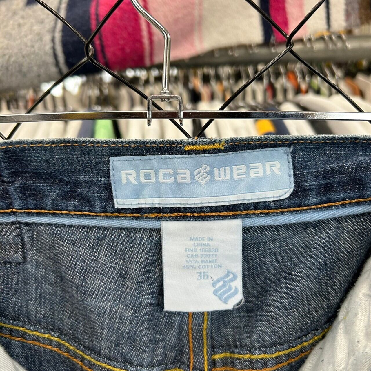 ひし型 【レアデザイン】ロカウェア ハーフデニムパンツ ショーツ 刺繍