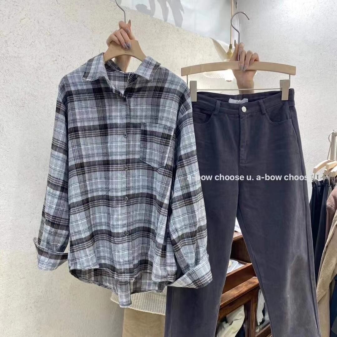 チェック柄　ネルシャツ　AJ2205-D08