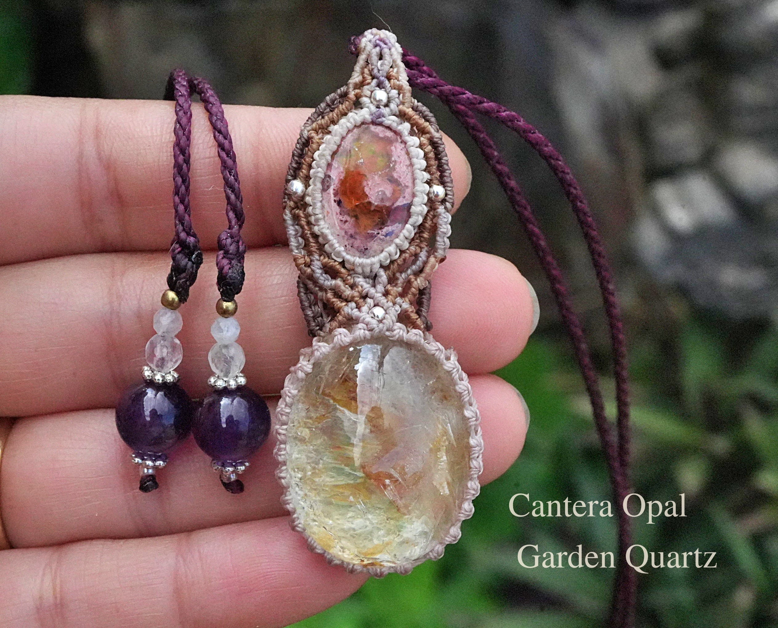 火山の炎★canteraopal ガーデンクォーツマクラメネックレス2600