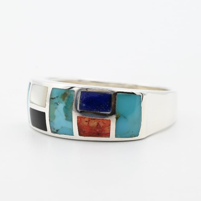 Multi Stone Inlay Square Top Signet Ring #23.0 / Denmark