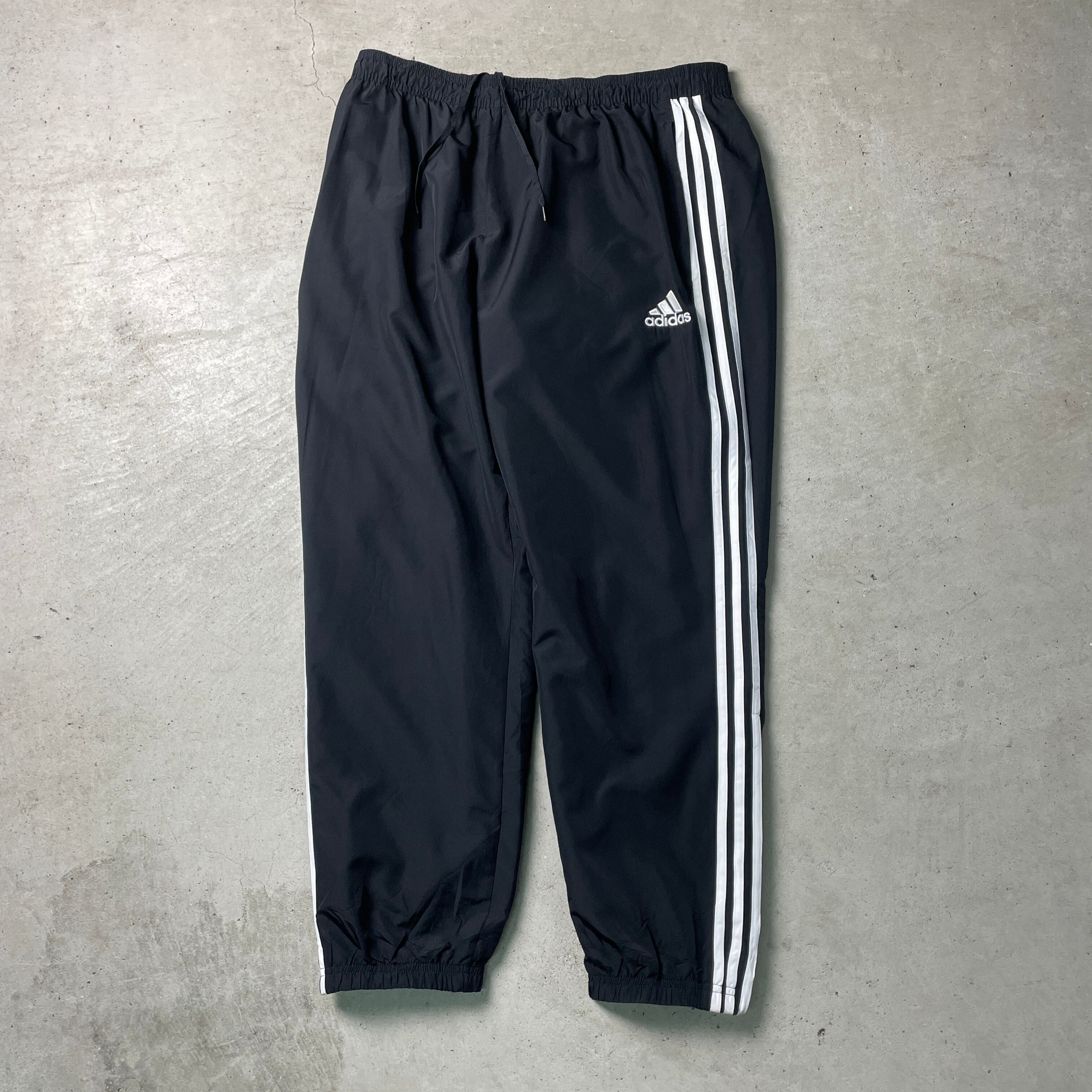 adidas アディダス (L) ナイロンパンツ 裾ファスナー ブラック