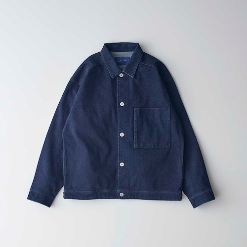 CURLY&Co./KNIT DENIM TRUCKER JACKET -INDIGO-