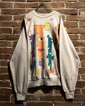 【Caka act3】80’s Artistic Hand Drawing Vintage Sweatshirt