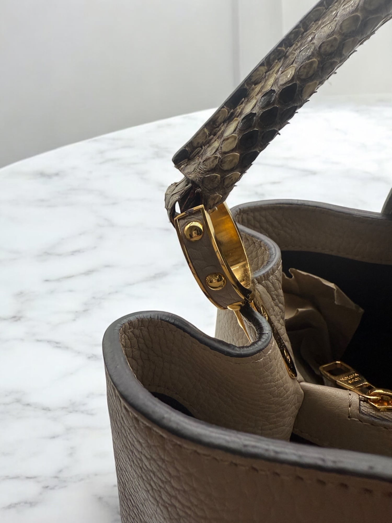 LOUIS VUITTON ルイヴィトン パイソン カプシーヌ MM ハンドバッグ