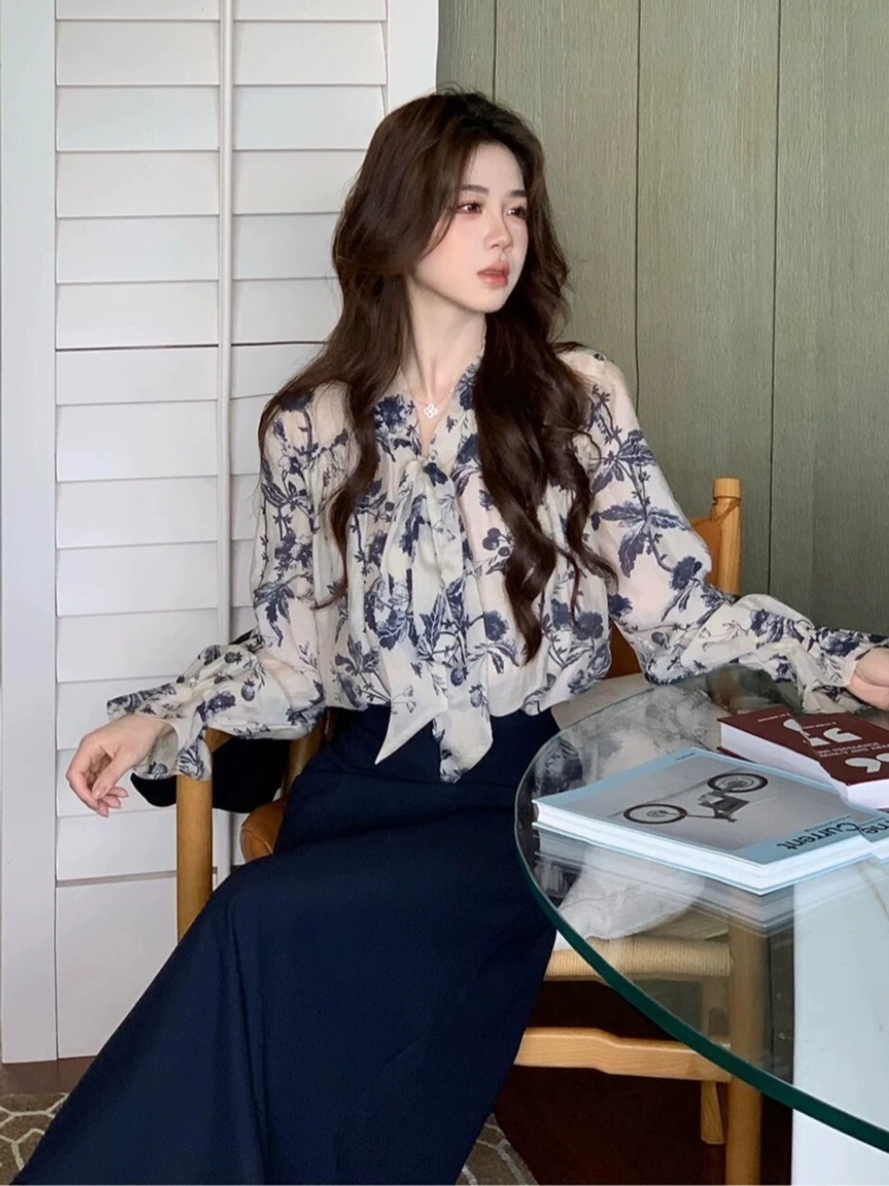 大人花柄リボンブラウス_157393