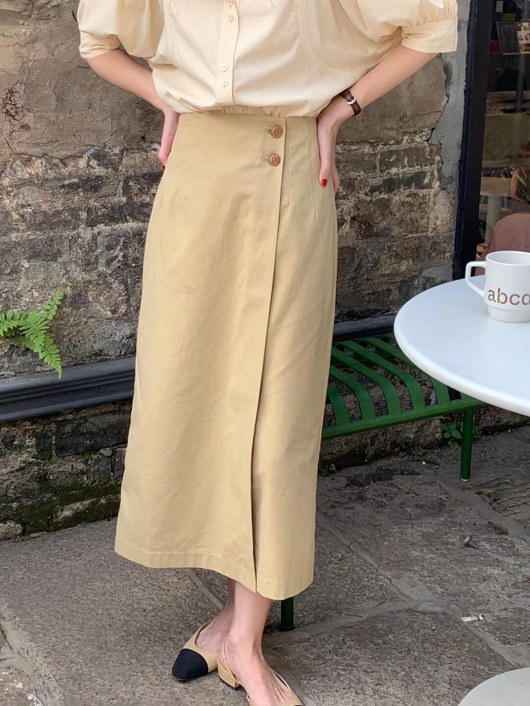 アシンメトリーサイドスカート サマースタイルウェスト コットン 夏物 ビッグFスモールZ韓国79803020651