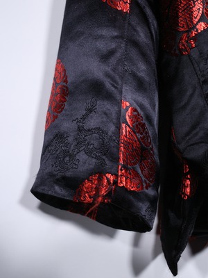 XXXL over silhouette 紋様 satin china shirt jacket