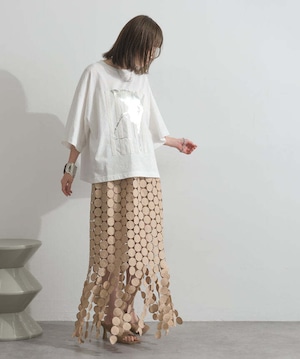 32684 ニュアンス箔プリントTシャツ white