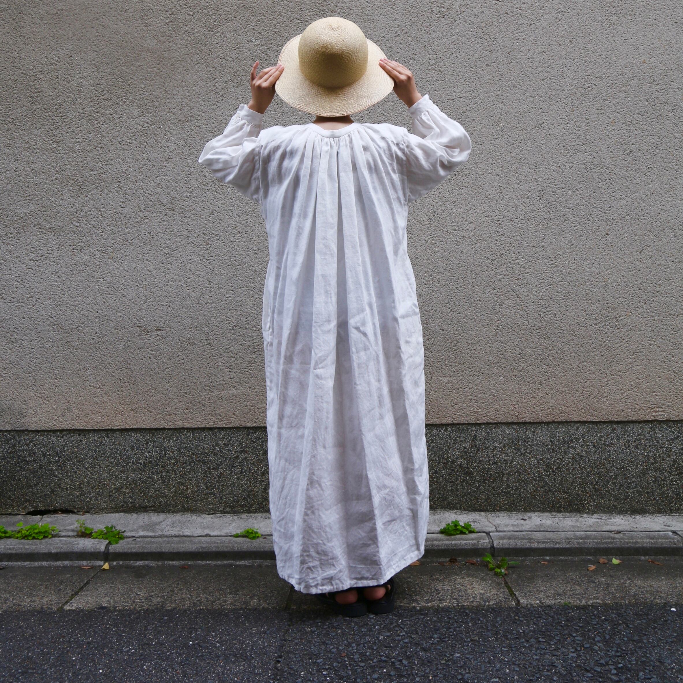 YAECA/ヤエカ Gather dress/ギャザードレス LInen ＃94706 White