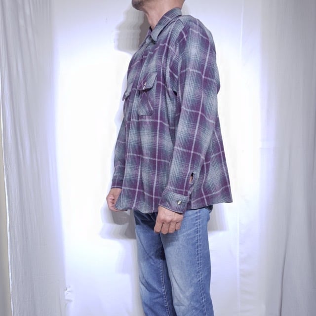1990s FIVE BROTHER Heavy Flannel Shirt Shadow Plaid XXL USA