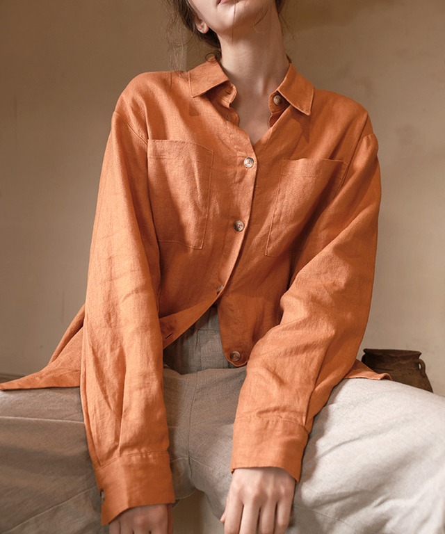 フレンチリネン長袖シャツ【t-11133】