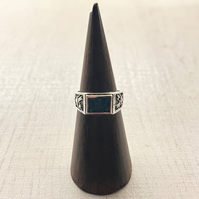 TURQUOISE STONE TRIBAL DESIGN RING -SILVER925- ターコイズストーン 