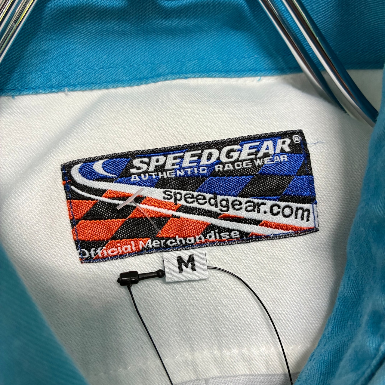 Forsyth Racing ワークシャツ 白×水色 フルデコ 刺繍 ピットクルーシャツ