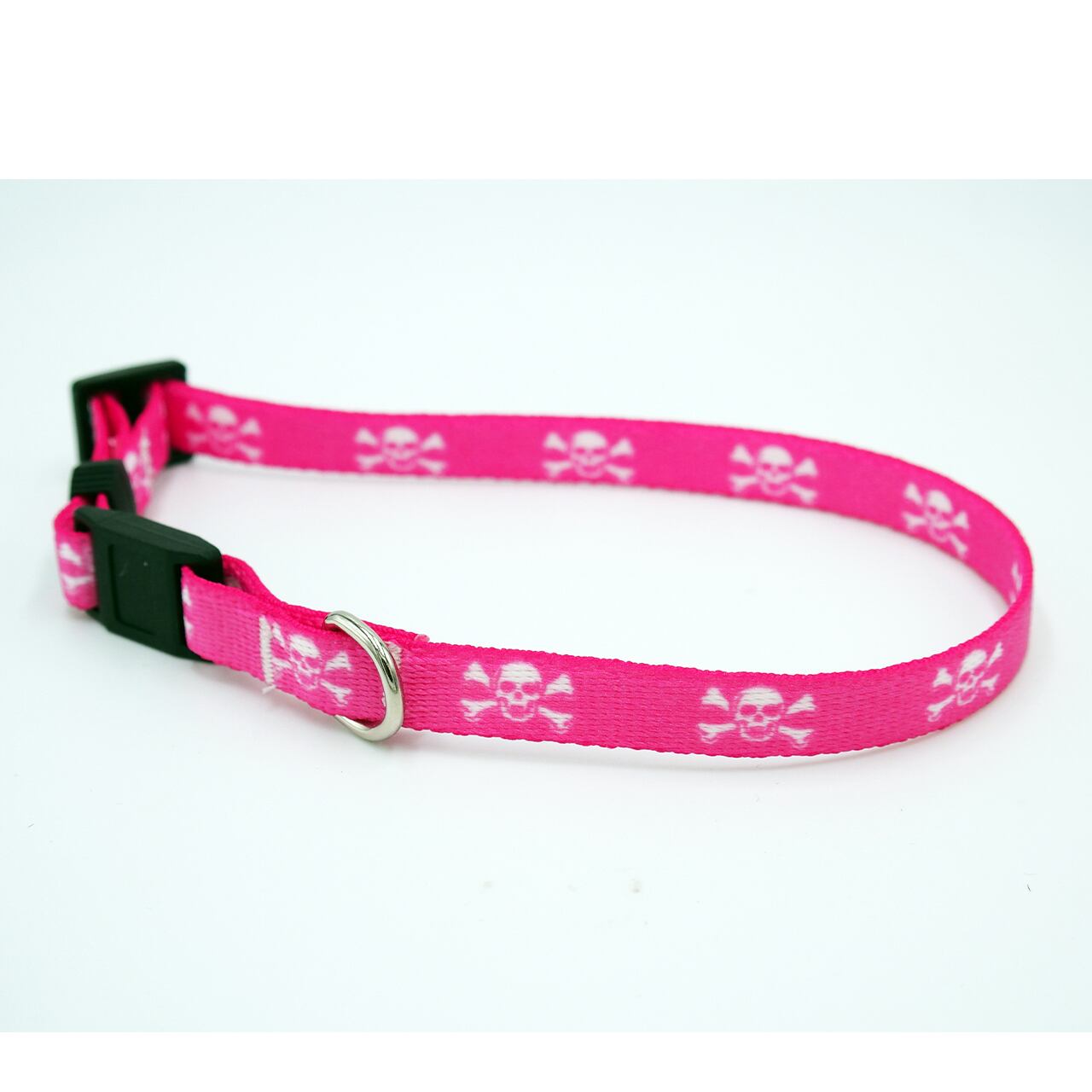 猫さん用首輪　ピンク/ ホワイト ドクロ  - Yellow Dog Design
